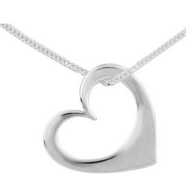 sterling silver open heart slider pendant on sterling silver chain