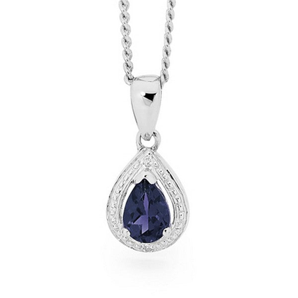 sterling silver sapphire teardrop pendant