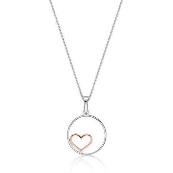 sterling silver rose gold plated heart circle pendant