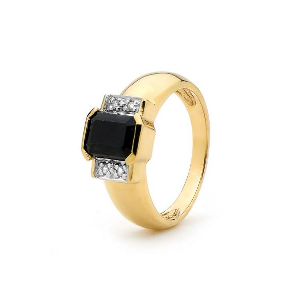9ct yellow gold Sapphire and diamond Ring