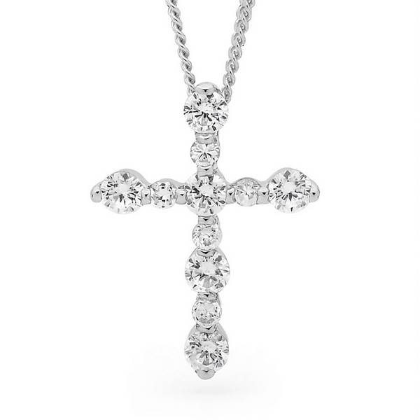 SS CZ Cross Pendant
