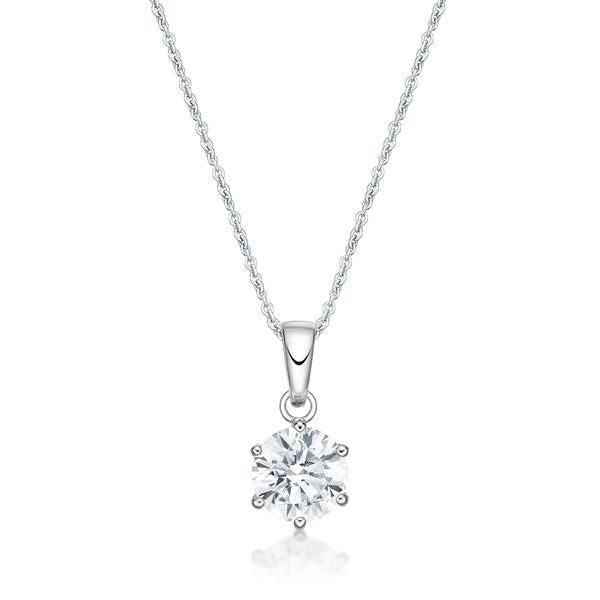 sterling silver round claw set cubic zirconia pendant