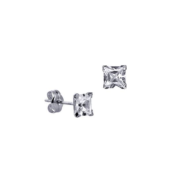 Sterling Silver 5mm Square Claw Set Stud Earrings