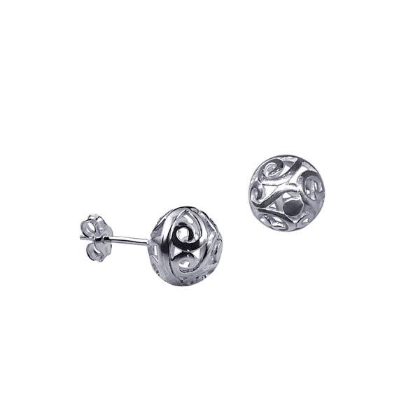 Sterling Silver 8mm Filagree Stud Earrings