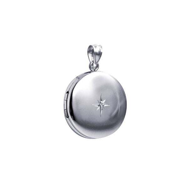 Sterling Silver Diamond Set Round Locket