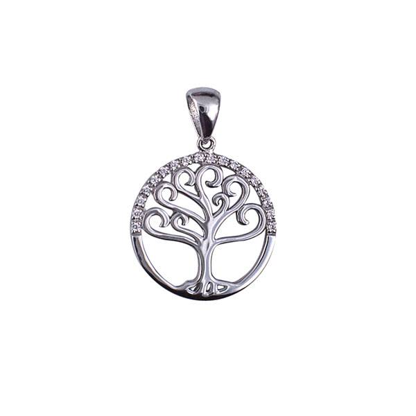 Sterling Silver Cubic Zirconia Tree of Life Pendant