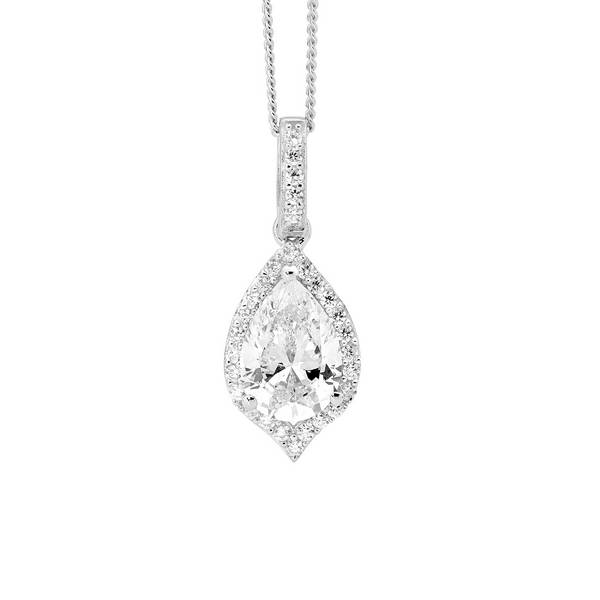 SS CZ Pear Shaped Pendant