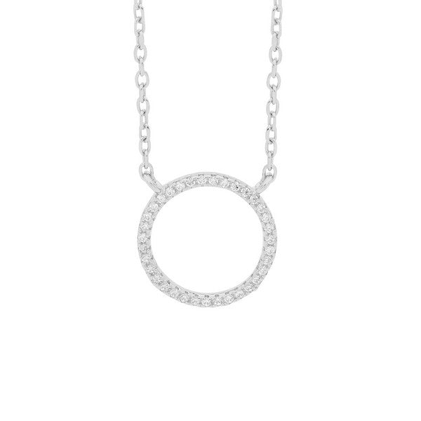 sterling silver cubic zirconia cirlce Necklace
