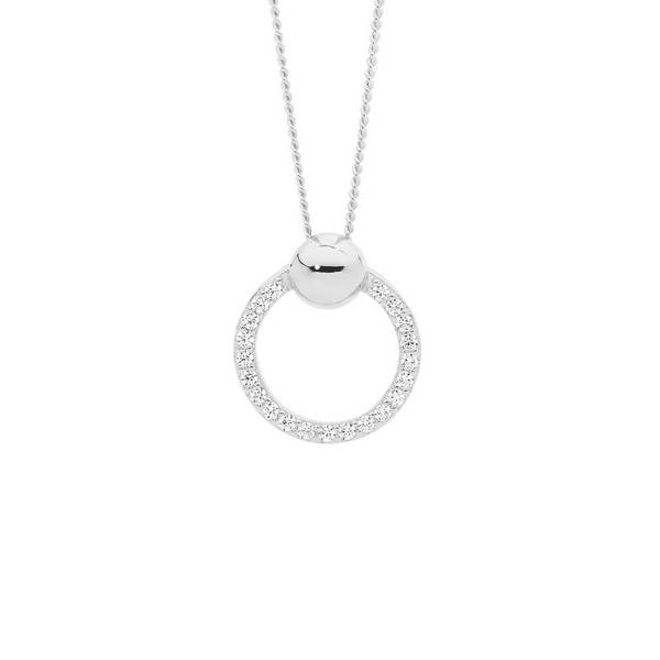 sterling silver cubic zirconia circle pendant