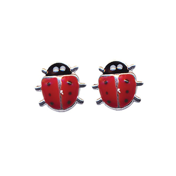 sterling silver Kids Ladybeetle Stud Earrings