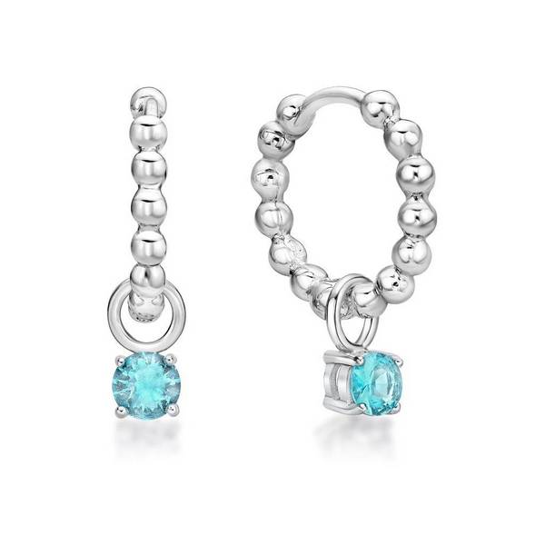 Sterling silver cubic zirconia March Birthstone Huggie Earrings