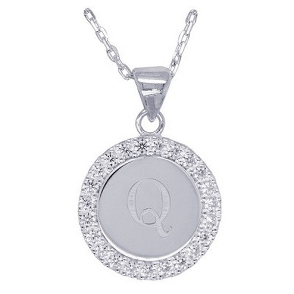 SS CZ Initial Q Pendant