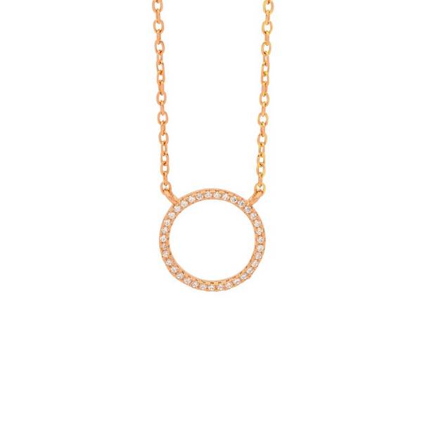 rose gold plated cubic zirconia Circle Necklace