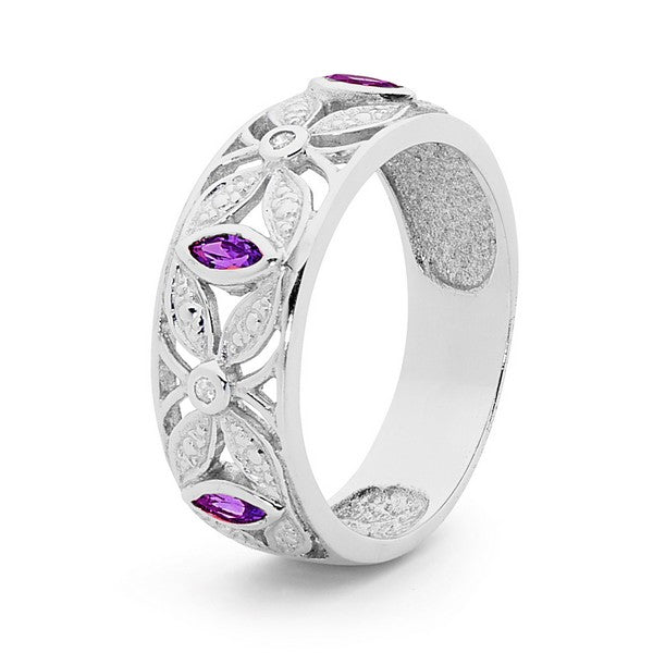 sterling silver amethyst and cubic zirconia dress ring