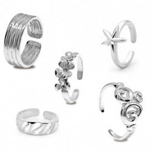 sterling silver toe ring pack of 5