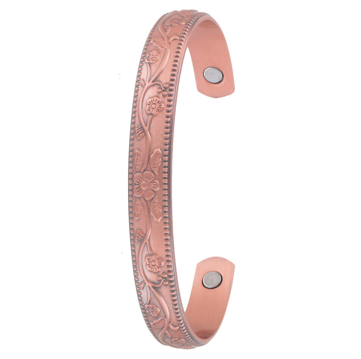 Copper Cuff Bangle Floral Design