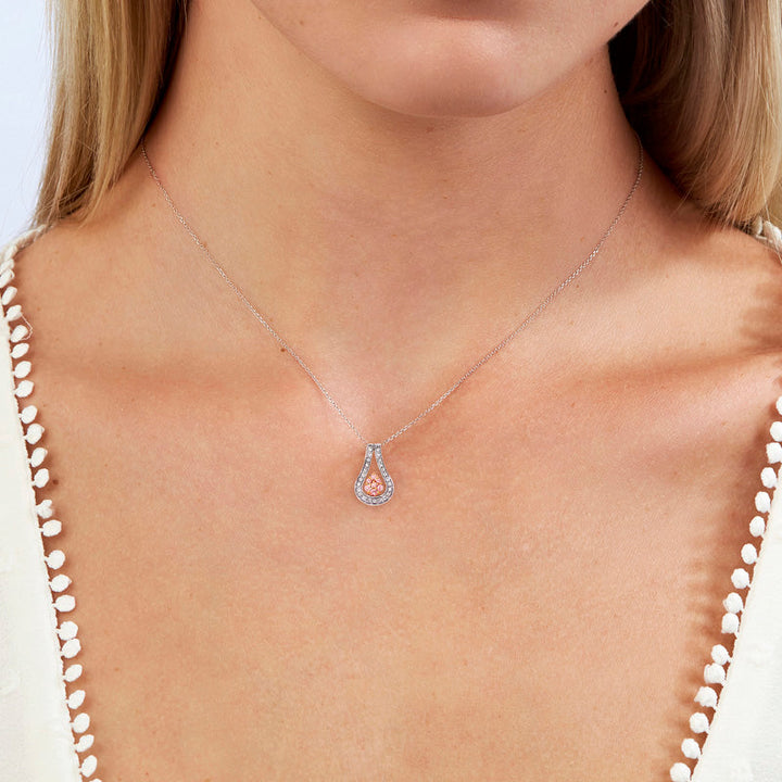 18ct White Gold Argyle Pink and Fine White Diamond Pendant on a 9ct White Gold Chain - FLAME