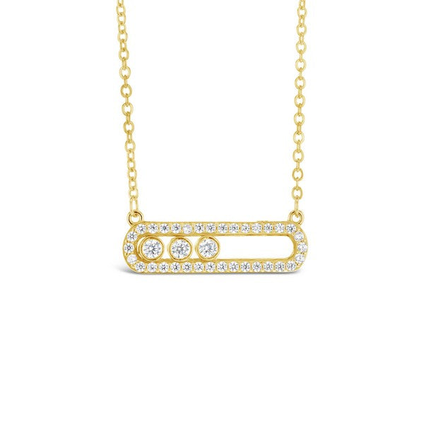 9ct yellow gold cubic zirconia slider necklace