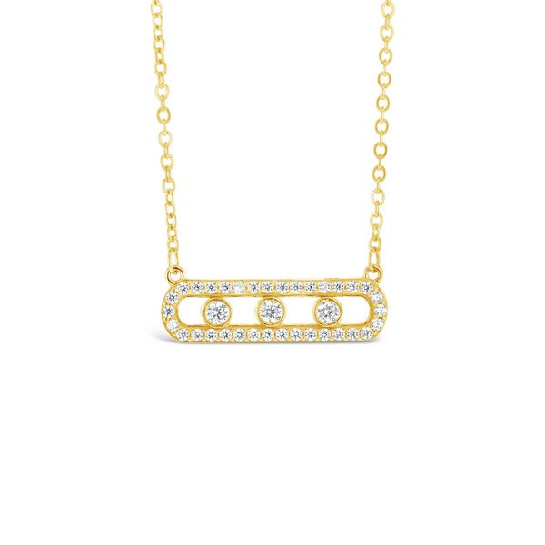 9ct yellow gold cubic zirconia slider necklace