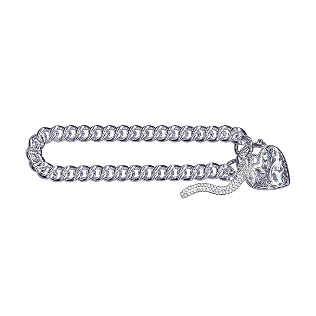 sterling silver solid curb padlock bracelet