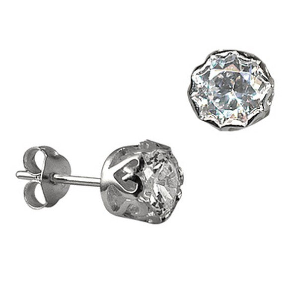 sterling silver 6mm filagree cubic zirconia stud earrings