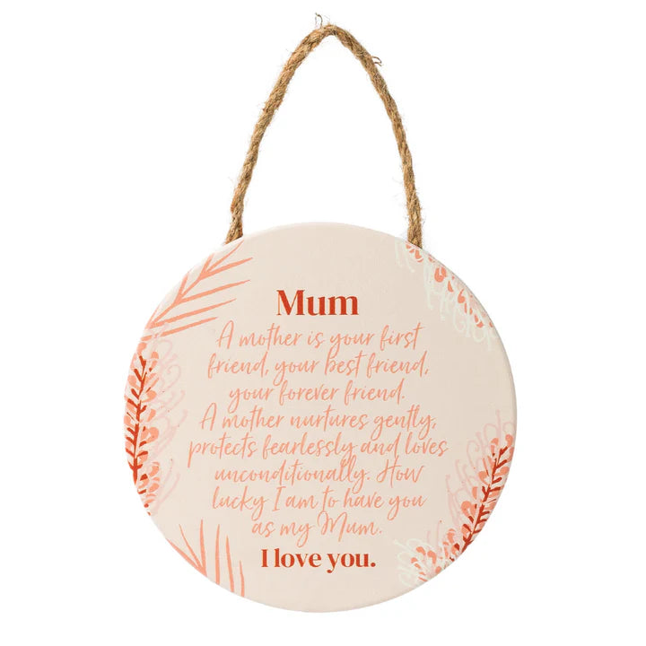 Mum Round Hanging Versed Plaque