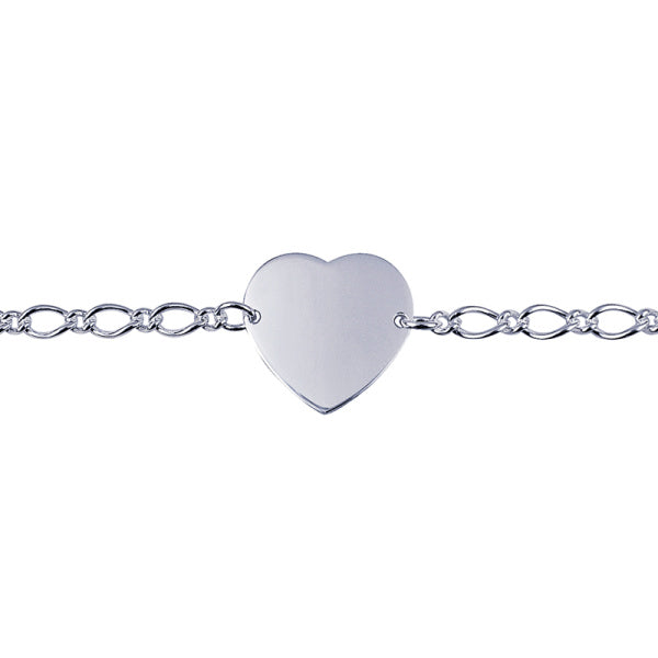 sterling silver heart ID bracelet