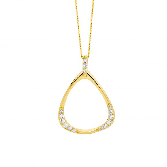 Yellow Gold Plated Cubic Zirconia Pendant Set