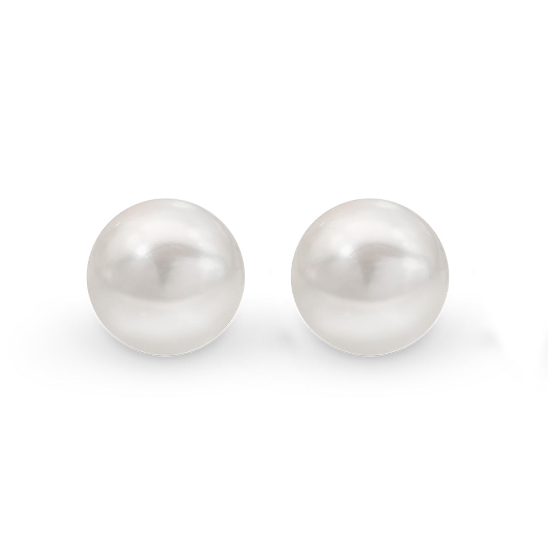 sterling silver freshwater Pearl button Stud Earrings 8-8.5mm