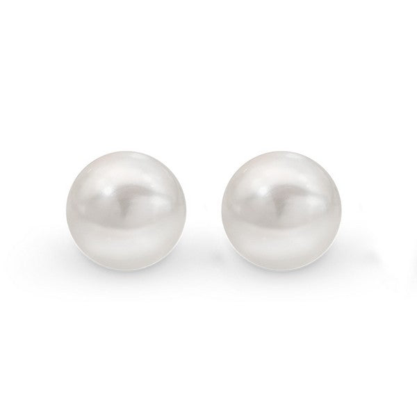 sterling silver freshwater pearl button stud earrings 6.5-7mm