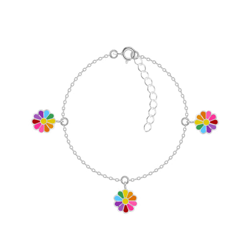 sterling silver enamel flower bracelet