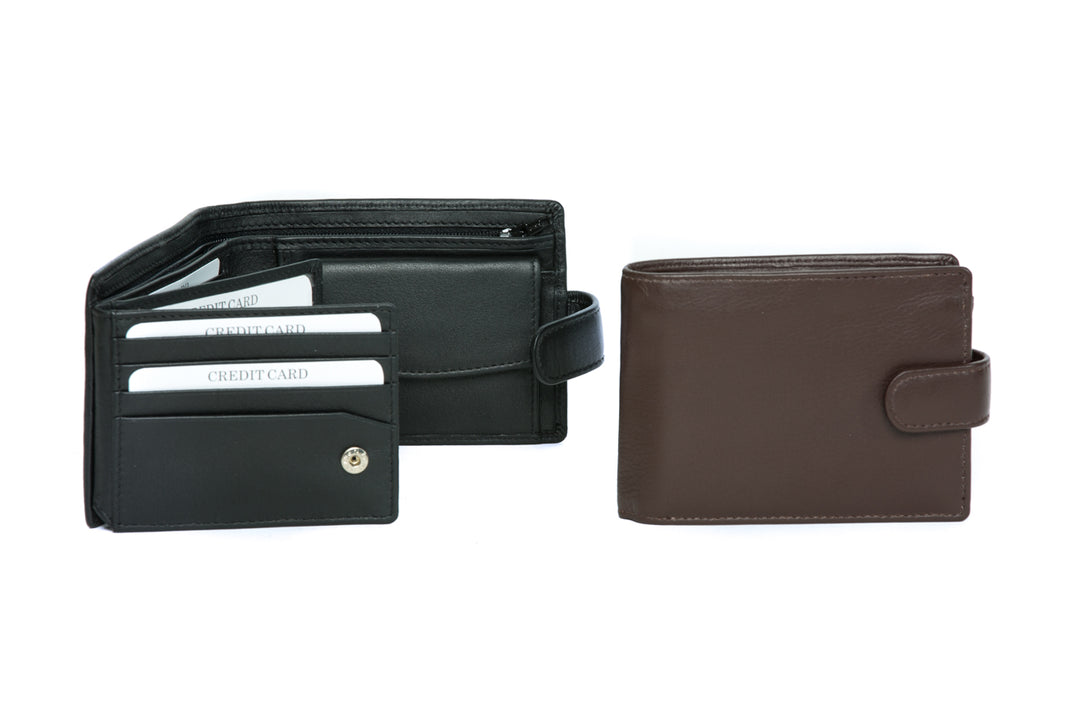 Black Genuine Leather RFID wallet with clip