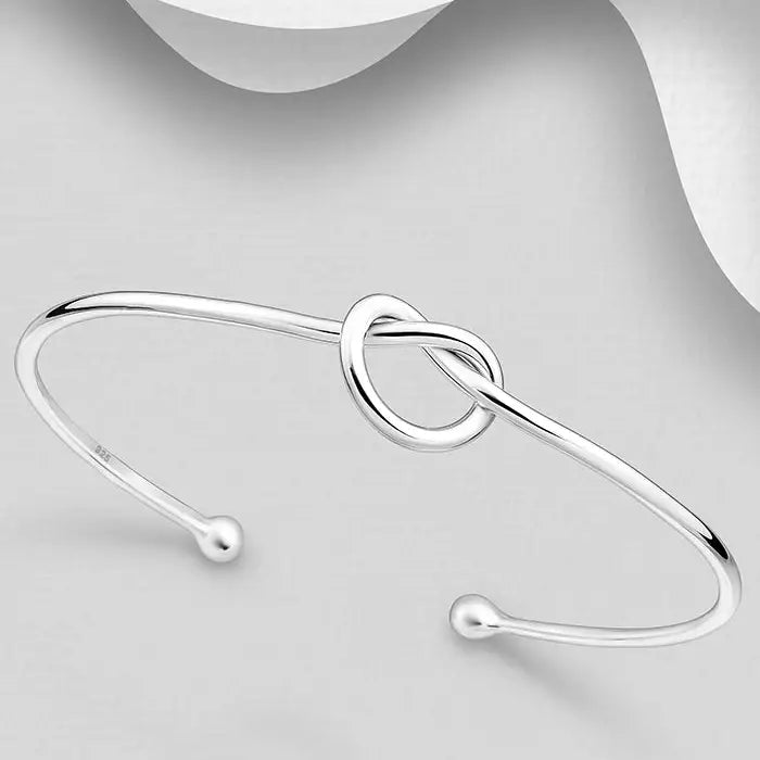 sterling silver love knot cuff bangle
