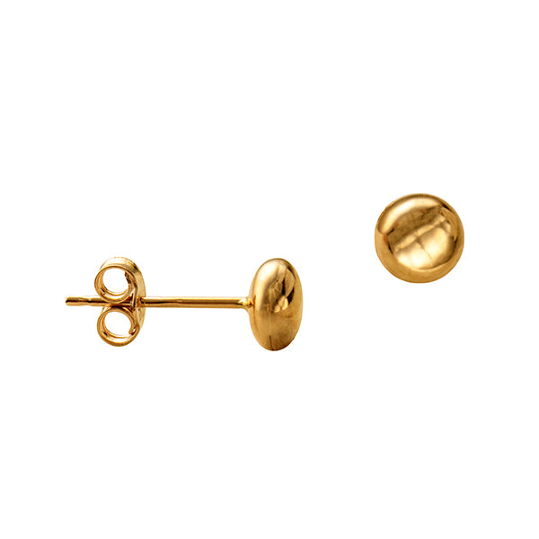 9ct yellow gold flattened ball studs 5mm