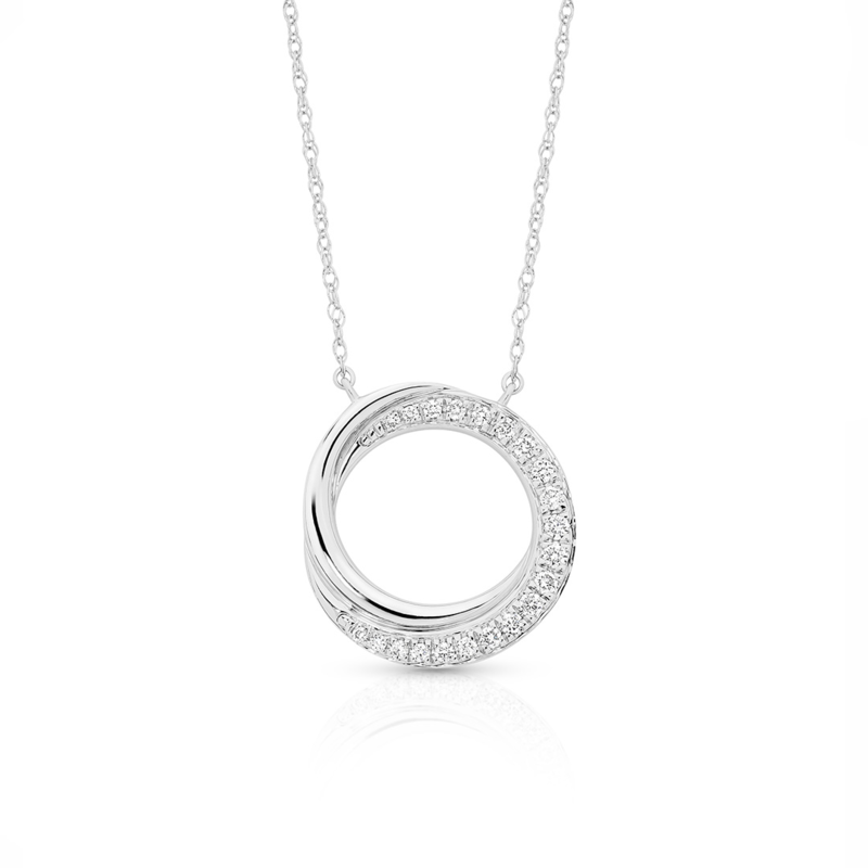 9ct white gold diamond circle pendant
