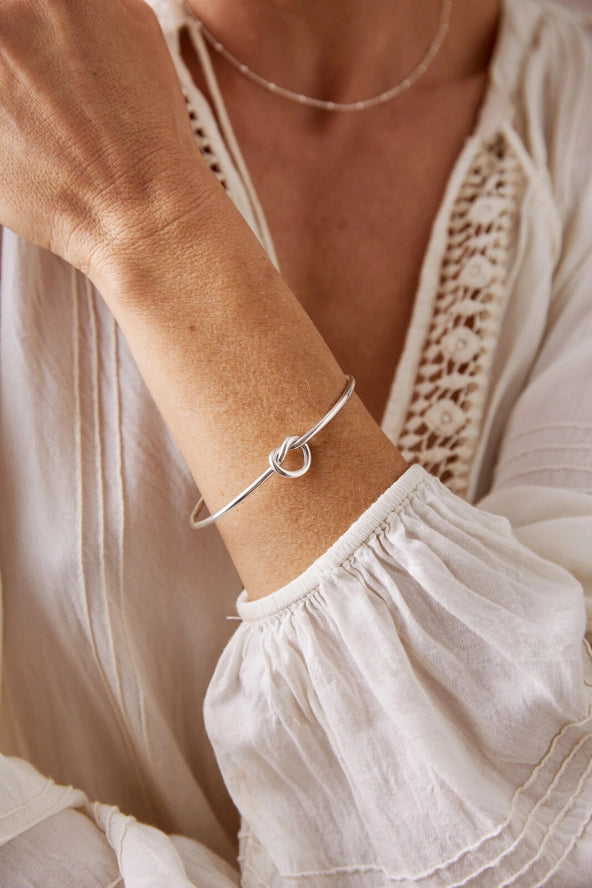 sterling silver love knot cuff bangle