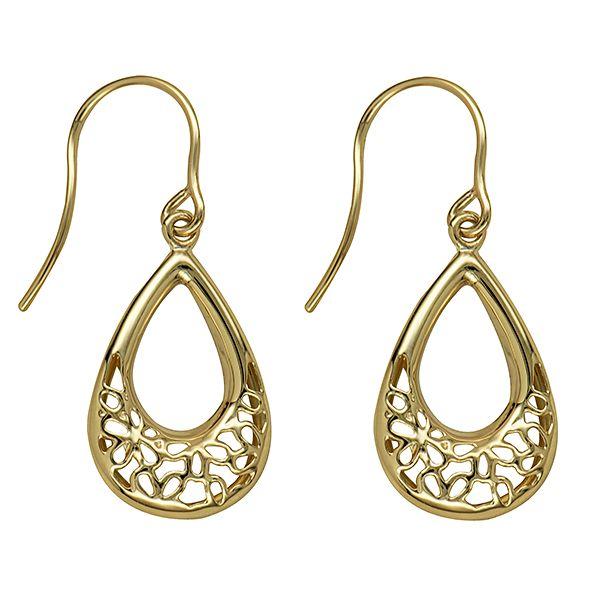 9ct Yellow Gold Filagree Hook Earrings