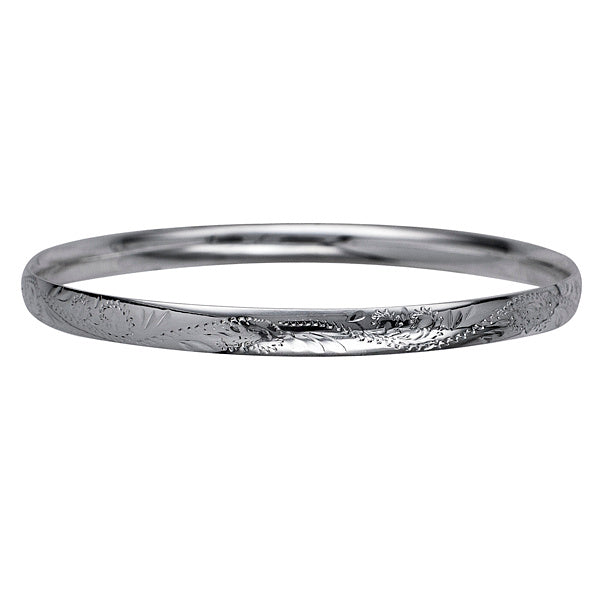 Sterling Silver Solid Hand Engraved Bangle 64mm