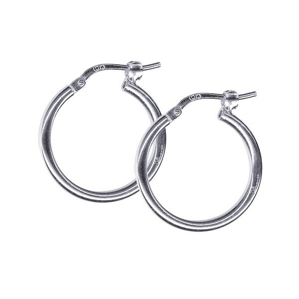 sterling silver 15mm plain hoop earrings