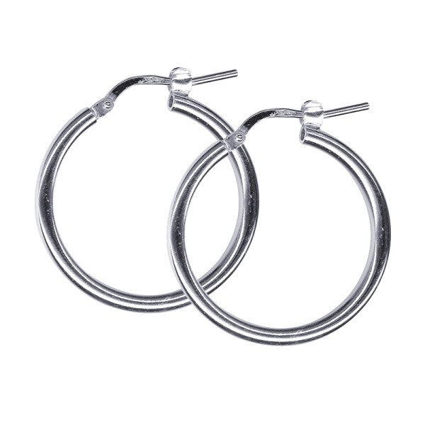 sterling silver 20mm plain hoop earrings