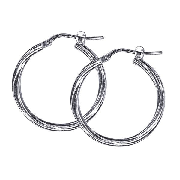 sterling silver 20mm twist hoop earrings