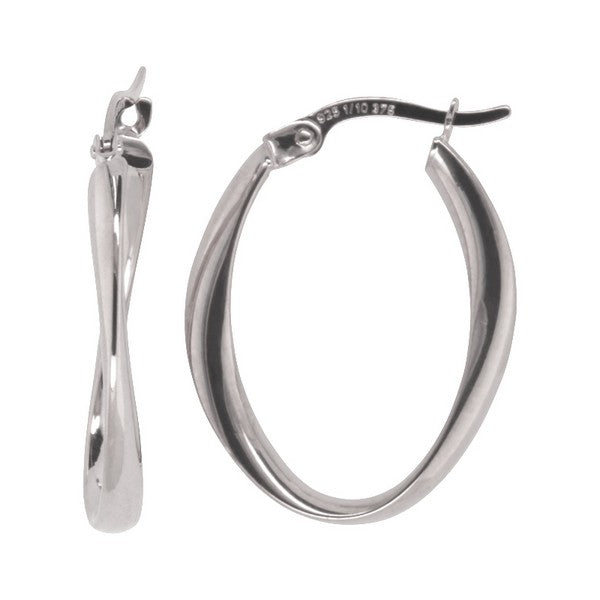 9ct white Gold Silver Bonded Shaped Hoop Earrings