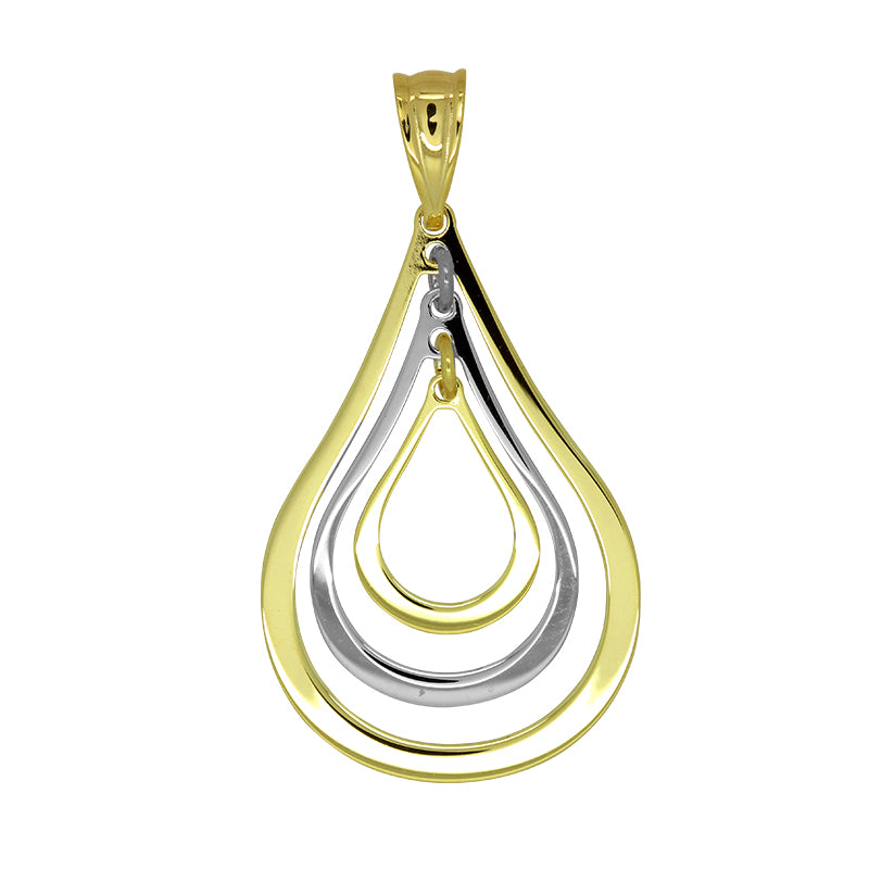 9ct yellow gold bonded and sterling silver teardrop pendant
