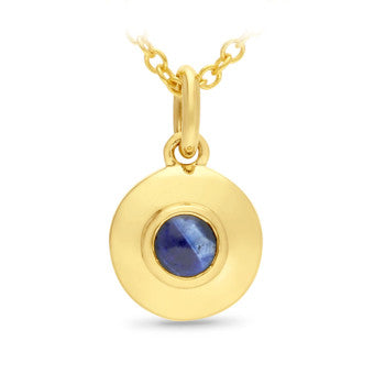 9ct Yellow Gold Blue Sapphire Disc Pendant