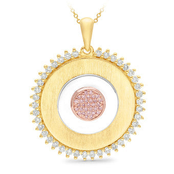 9ct 3T Pink Diamond Circle Pendant