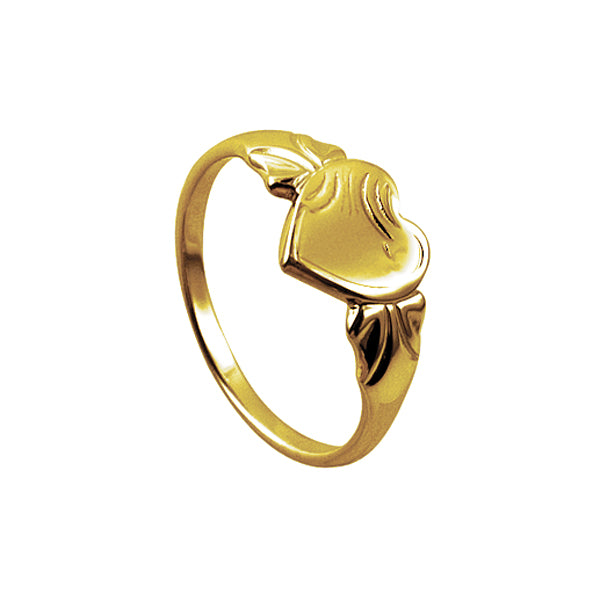 9ct yellow gold heart signet ring