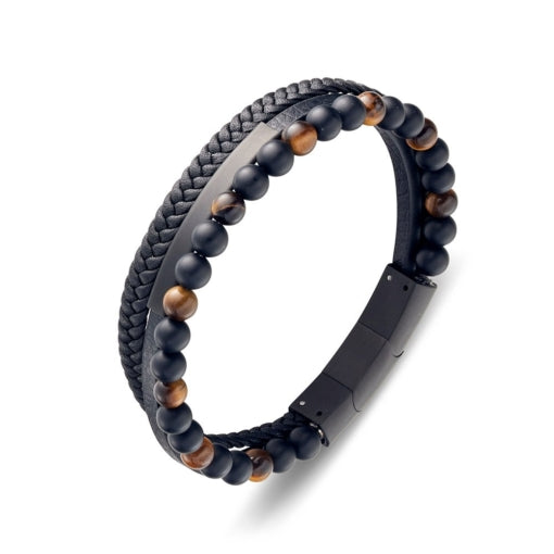 Blaze Leather and Beaded Bracelet