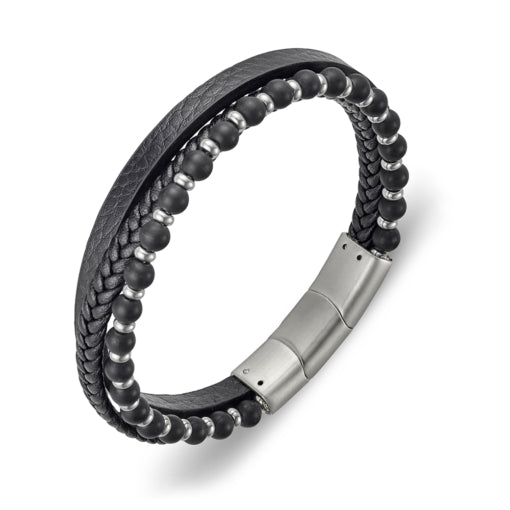 Blaze Leather and Stainless Steel Bracelet