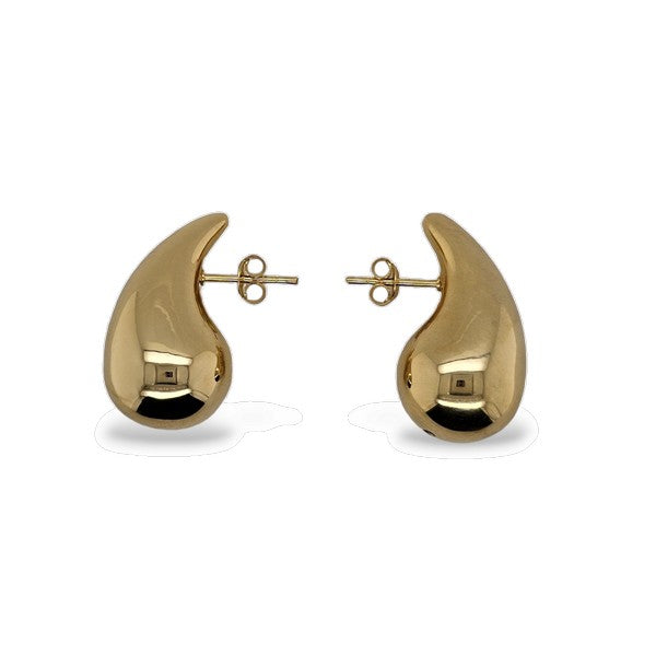 Yellow Gold Plate Waterdrop Stud Earrings - 33mm