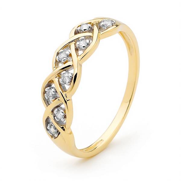 9ct Yellow God Diamond Ring